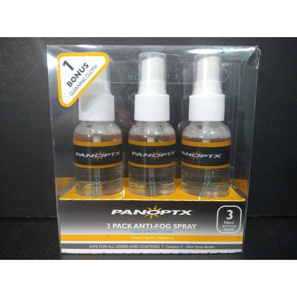 Panoptx Anti Fog Spray For Glasses 3 Pack w/ Bonus Cleaning Cloth